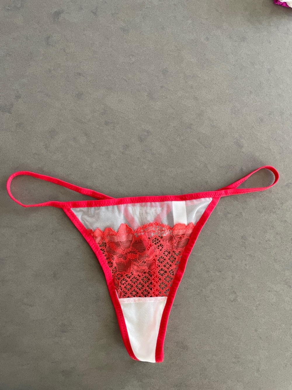 NWOT Red Lace Mesh Thong